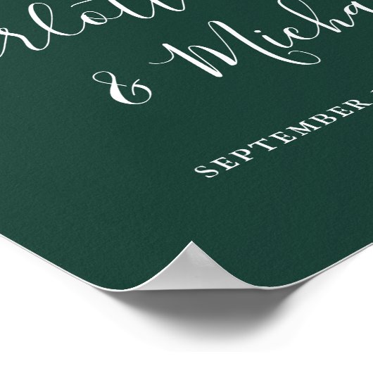 Affiche de bienvenue Mariage Emerald Green Chic Sc (Coin)