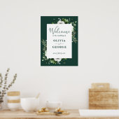 Affiche de bienvenue Mariage Emerald Green Floral (Cuisine)