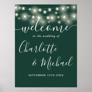 Affiche de bienvenue Mariage Emerald Green String 
