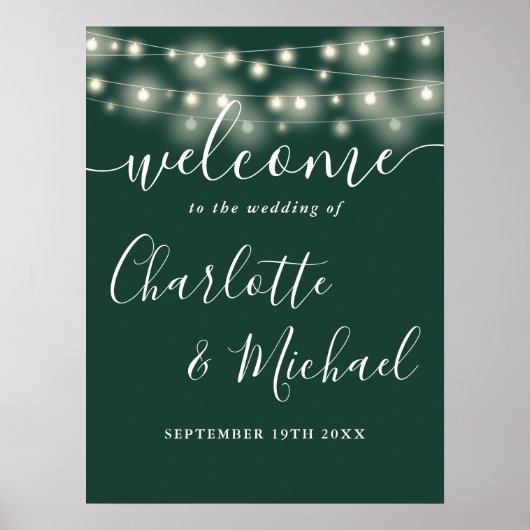 Affiche de bienvenue Mariage Emerald Green String  (Devant)