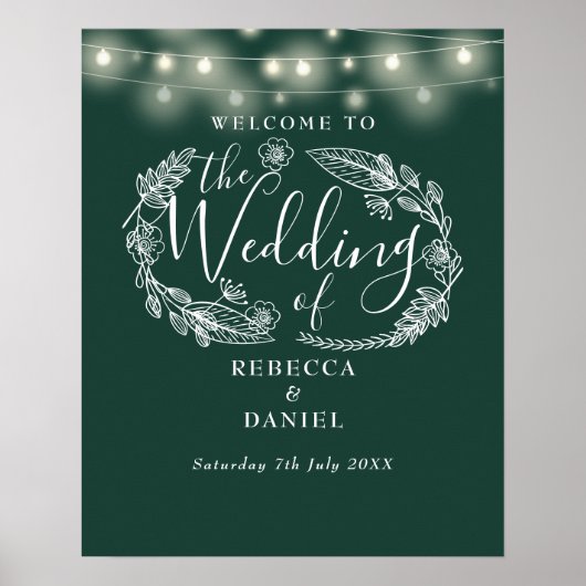 Affiche de bienvenue Mariage Emerald Green String  (Devant)