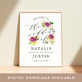 Affiche de bienvenue Mariage en fleur dynamique