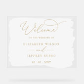 Affiche de bienvenue Mariage en or blanc de script (Recto)