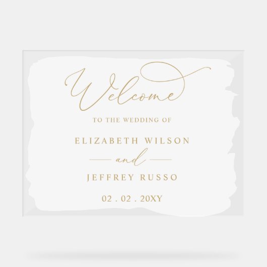 Affiche de bienvenue Mariage en or blanc de script (Recto)