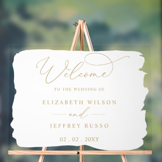 Affiche de bienvenue Mariage en or blanc de script (Neutre)