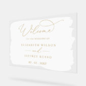 Affiche de bienvenue Mariage en or blanc de script (Angle)