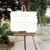 Affiche de bienvenue Mariage en or blanc de script
