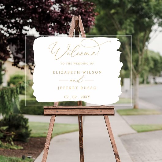 Affiche de bienvenue Mariage en or blanc de script