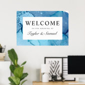 Affiche de bienvenue Mariage Ethereal Wave V07 (Bureau à domicile)