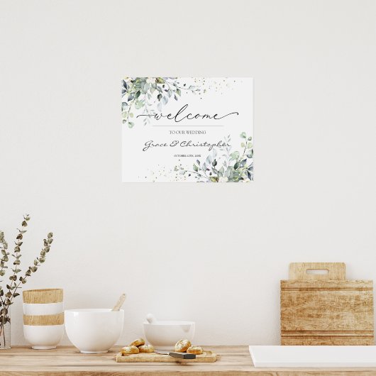 Affiche de bienvenue Mariage Eucalyptus (Cuisine)