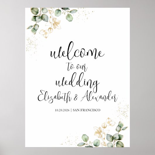 Affiche de bienvenue Mariage Eucalyptus (Devant)