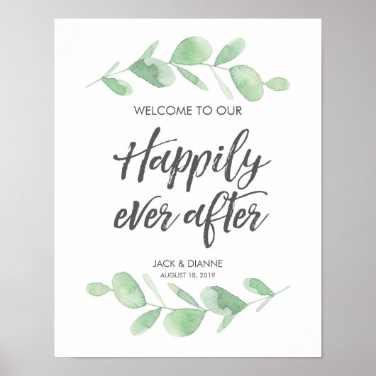 Affiche de bienvenue Mariage Eucalyptus (Devant)