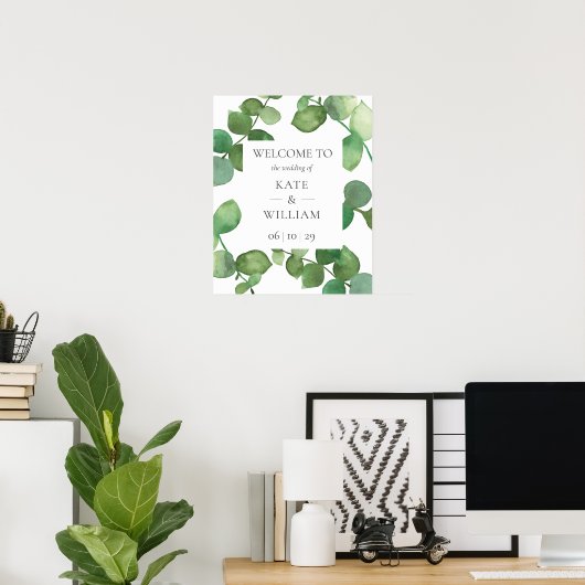 Affiche de bienvenue Mariage Eucalyptus Boho (Bureau à domicile)