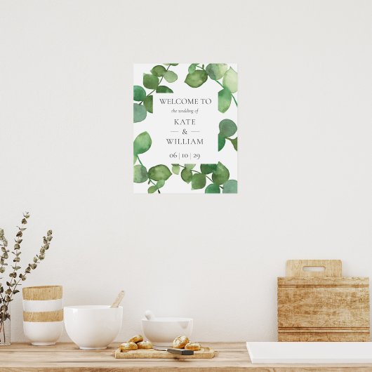 Affiche de bienvenue Mariage Eucalyptus Boho (Cuisine)