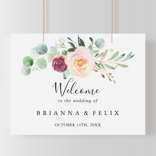 Affiche de bienvenue Mariage Eucalyptus contempora