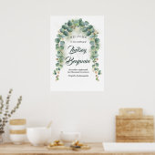 Affiche de bienvenue Mariage Eucalyptus et Gold Gr (Cuisine)
