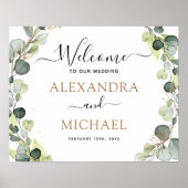 Affiche de bienvenue Mariage Eucalyptus Green Gold (Devant)