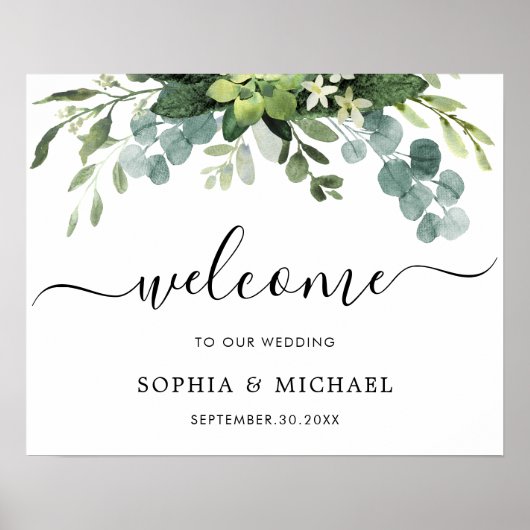 Affiche de bienvenue Mariage Eucalyptus Greenery (Devant)