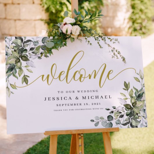 Affiche de bienvenue Mariage Eucalyptus Greenery