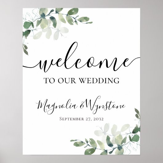 Affiche de bienvenue Mariage Eucalyptus Greenery (Devant)