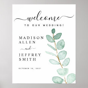 Affiche de bienvenue Mariage Eucalyptus Leaf