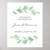 Affiche de bienvenue Mariage Eucalyptus Vert (Devant)