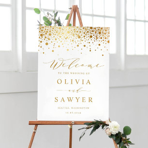 Affiche de bienvenue Mariage Faux Gold Foil Confet