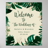 Affiche de bienvenue Mariage Feuille tropicale mod (Devant)