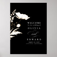 Affiche de bienvenue Mariage Fleur sauvage à main