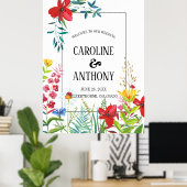 Affiche de bienvenue Mariage Fleur sauvage aquarel (Bureau à domicile)