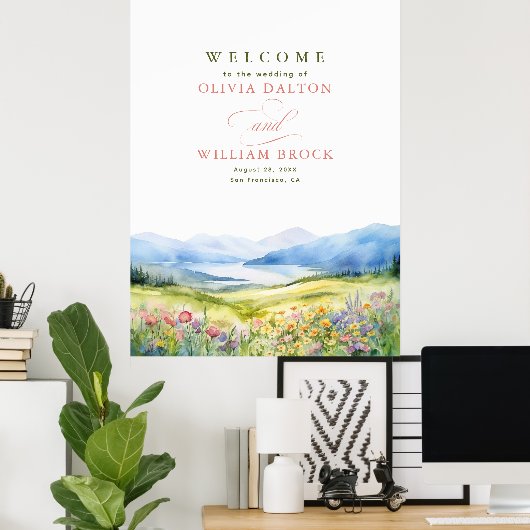 Affiche de bienvenue Mariage fleur sauvage Meadow (Bureau à domicile)