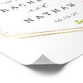 Affiche de bienvenue Mariage floral à cadre d'or b (Coin)