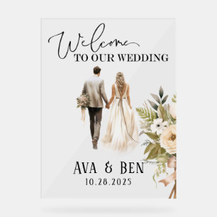 Affiche de bienvenue Mariage floral de mariée et d