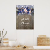 Affiche de bienvenue Mariage Floral Navy (Cuisine)