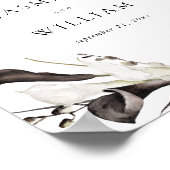 Affiche de bienvenue Mariage Floral noir et blanc (Coin)