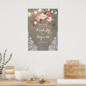Affiche de bienvenue Mariage floral rustique (Cuisine)