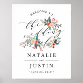 Affiche de bienvenue Mariage florale Boho (Devant)