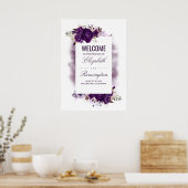 Affiche de bienvenue Mariage florale d'aubergine p (Cuisine)