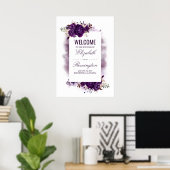 Affiche de bienvenue Mariage florale d'aubergine p (Bureau à domicile)