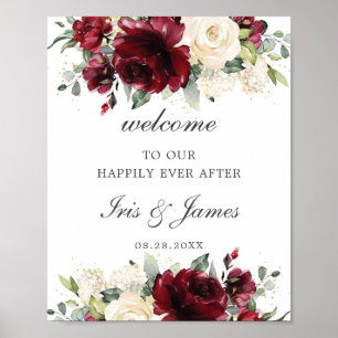 Affiche de bienvenue Mariage florale de Bourgogne