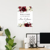 Affiche de bienvenue Mariage florale de Bourgogne  (Bureau à domicile)