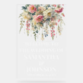 Affiche de bienvenue Mariage florale en acrylique  (Recto)