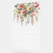 Affiche de bienvenue Mariage florale en acrylique  (Angle)