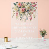 Affiche de bienvenue Mariage florale en acrylique  (Mariage)