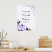 Affiche de bienvenue Mariage florale violet et arg (Cuisine)