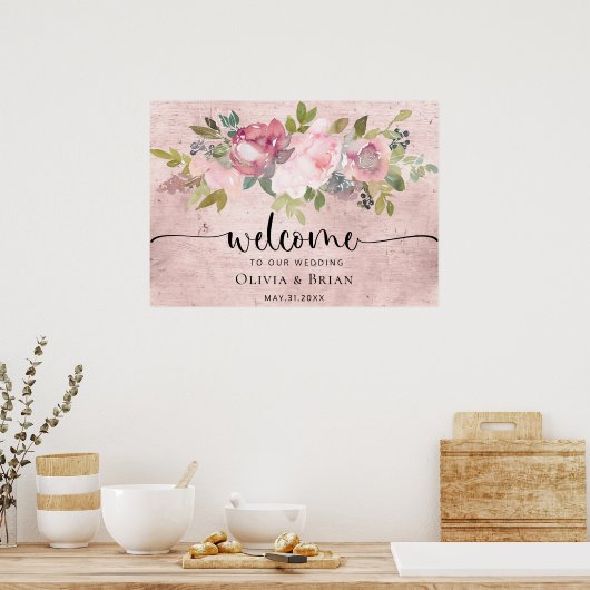 Affiche de bienvenue Mariage flou personnalisé (Cuisine)