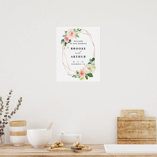 Affiche de bienvenue Mariage flush et or (Cuisine)