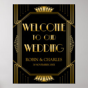 Affiche de bienvenue mariage Gatsby Art Déco