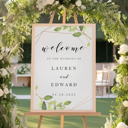 Affiche de bienvenue Mariage Gold Green moderne