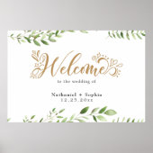 Affiche de bienvenue Mariage Gold Greenery (Devant)